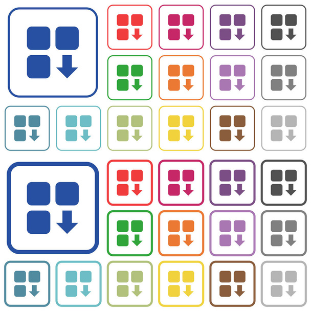 Move down component outlined flat color icons - Vector, Image