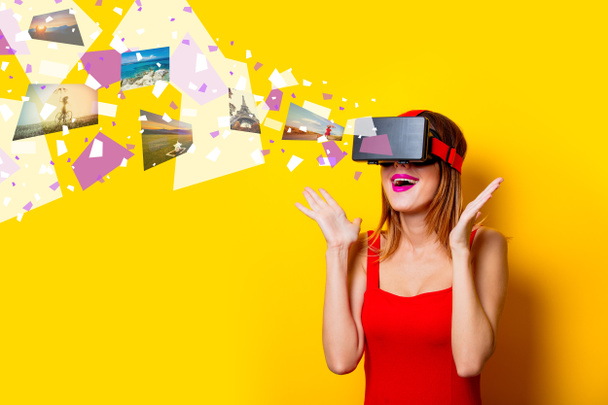 girl with virtual reality glasses  - Photo, Image
