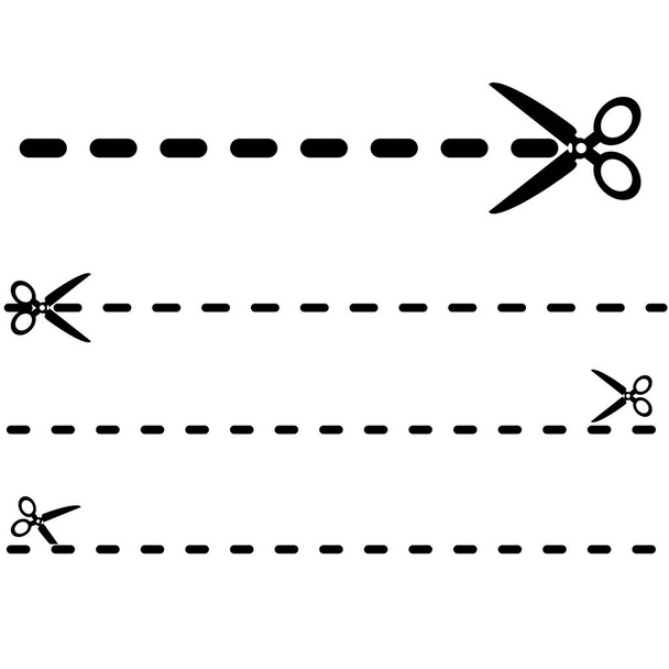 Conjunto de Tijeras Negras con Líneas de Corte Vector Aislado
 - Vector, imagen