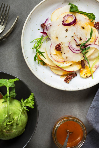 Kohlrabi with Apple and Pecan Salad - Photo, image