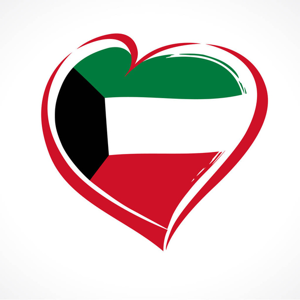 Ulusal bayrak Kuveyt afiş kalbinde. Mutlu ulusal gün Kuveyt, kalp, 25 Şubat poster ulusal bayrak - Vektör, Görsel