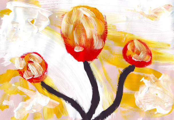 Flower painting art illustration - Fotoğraf, Görsel