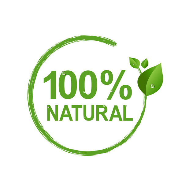 100% Natural Logo Symbol Transparent Background, Vector Illustration - Вектор,изображение