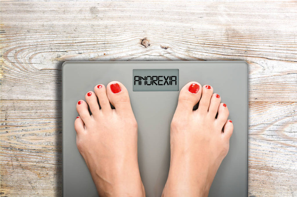 Anoreksja tekst na wagi, zaburzenia odżywiania, jako pojęcie choroby psychicznej - Zdjęcie, obraz
