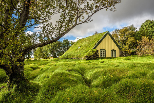 Iglesia del césped en el pueblo icelandés de Hof, Skaftafell Islandia
 - Foto, Imagen