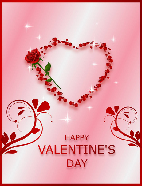 Tło valentine's z sercem róż - Zdjęcie, obraz