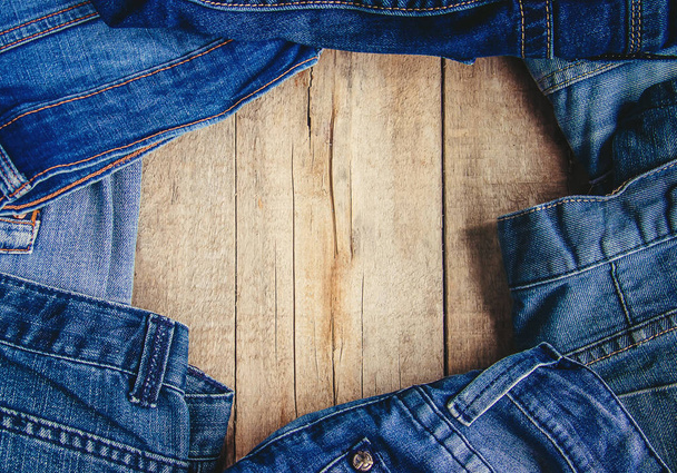 Jeans. Stylish clothes. Selective focus.  - Photo, Image