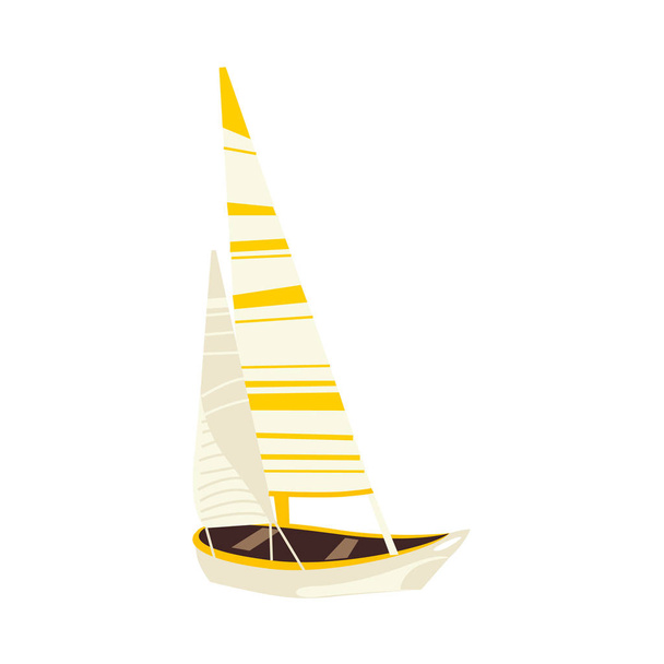 Vector flat travelling sailboat, sailing yacht - Вектор,изображение