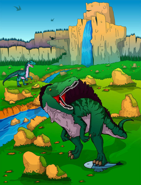 A háttérben a természet Spinosaur - Vektor, kép