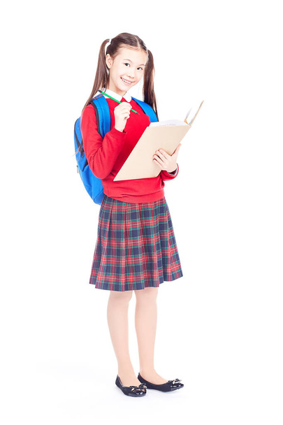 Schoolgirl doing homework - Фото, изображение
