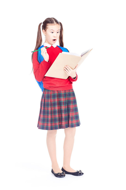 Schoolgirl doing homework - Фото, зображення