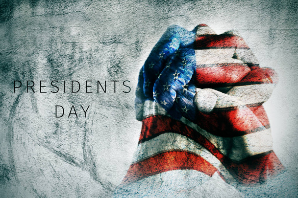 mains avec drapeau des États-Unis et texte président jour
 - Photo, image
