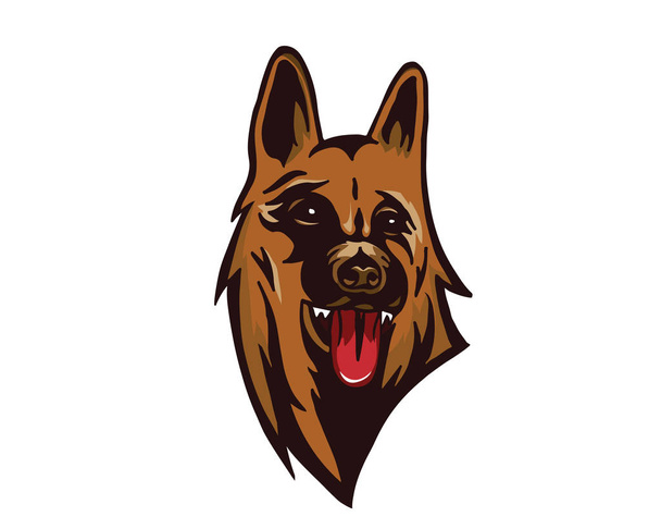 Leadership Animal Logo - Visionary German Sheppard Leader Character - Vektör, Görsel