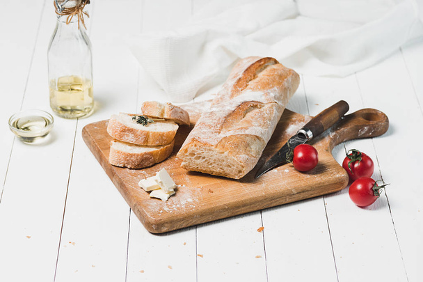 Fresh bread on table close-up - Zdjęcie, obraz