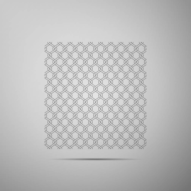 Chain Fence icon isolated on grey background. Metallic wire mesh pattern. Flat design. Vector Illustration - Vector, Image
