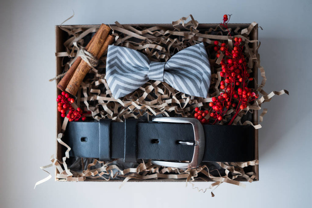 Beautiful gifts, a belt and a bow tie / Craft gifts and bright filling / gift sets - Fotó, kép