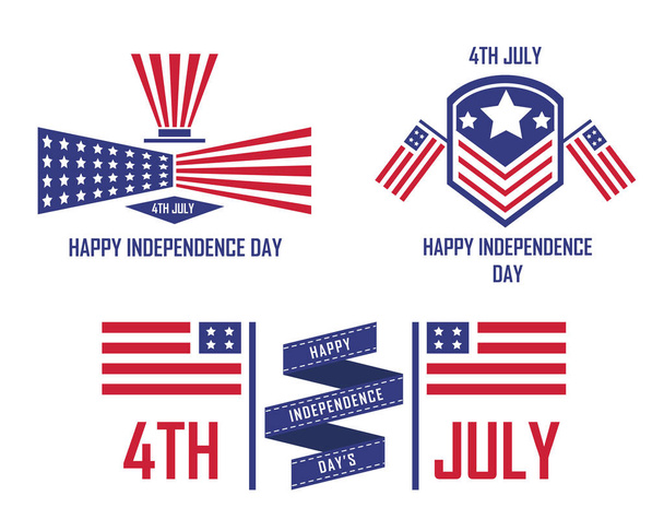 Современная патриотическая иллюстрация ко Дню независимости США 4 июля
 - Вектор,изображение