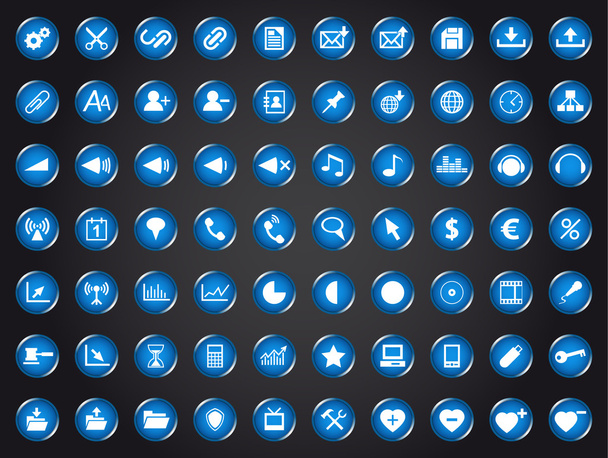 Set of blue universal web icons - Vector, Image