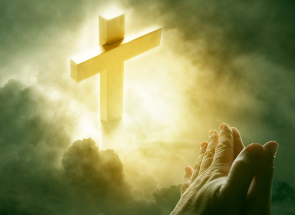 Prayer hands and cross - Photo, Image