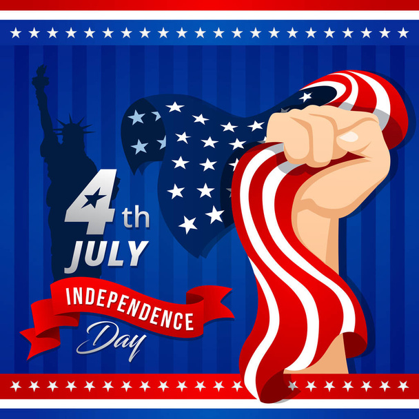 Modern Patriotic 4th Of July United States Of America Independence Day Celebration Illustration, Suitable For Social Media, Print, Background and Other Celebration Purpose - Vektör, Görsel
