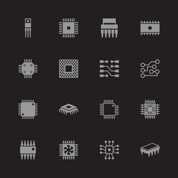 Computer Chips - Flat Vector Icons - Vector, Image