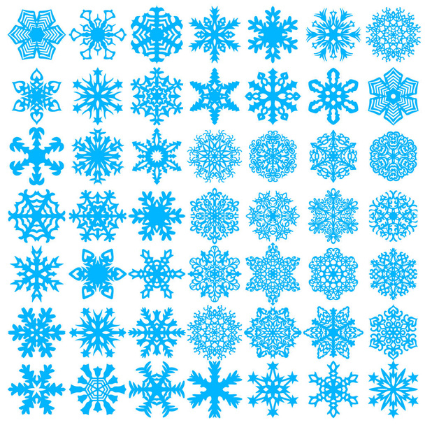 Nastavení ikon sněhové vločky na bílém pozadí, vektorové ilustrace - Vektor, obrázek