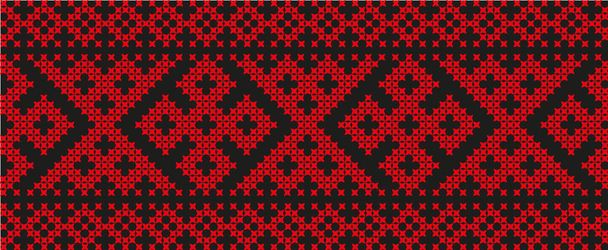 embroidered cross-stitch ethnic Ukraine pattern vector - Vector, Image
