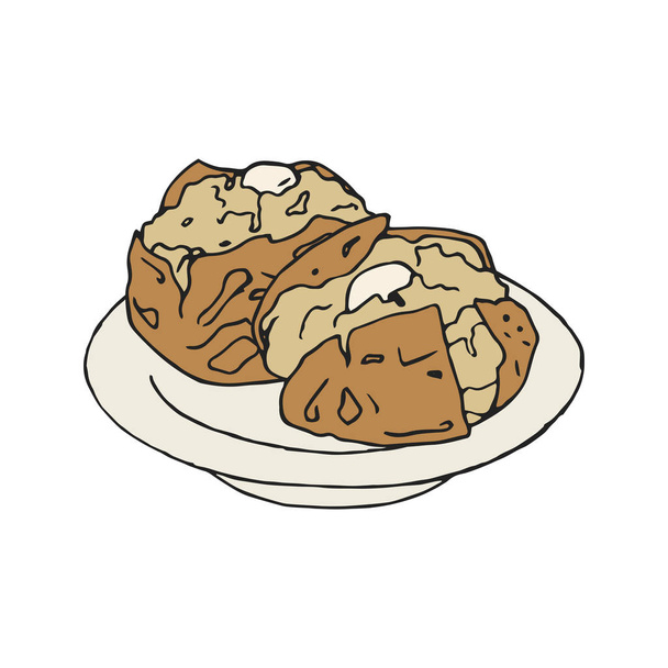 Винтажная иллюстрация картофеля из печёной куртки
 - Вектор,изображение