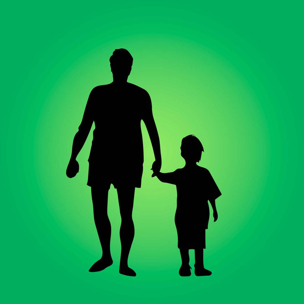 Padre e figlio mano nella mano che camminano insieme
 - Vettoriali, immagini