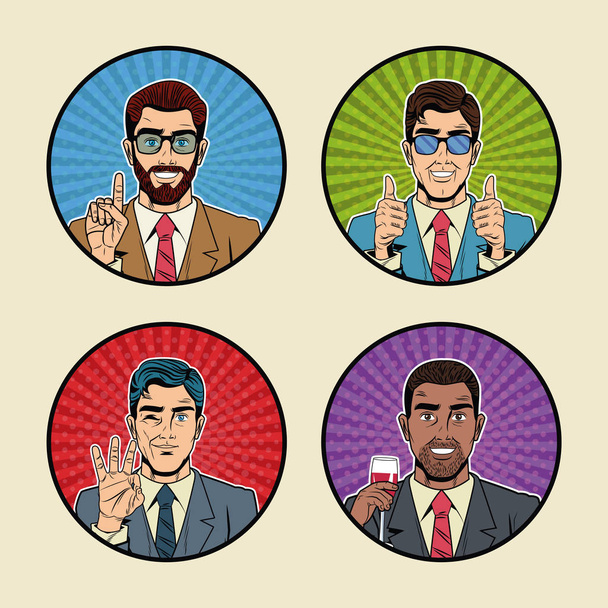 Businessman pop art icons - Vector, Image