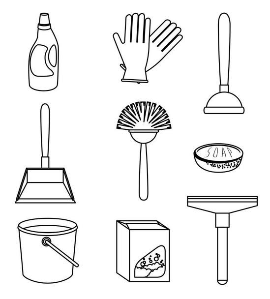 set of cleaning supplies - Vector, Image