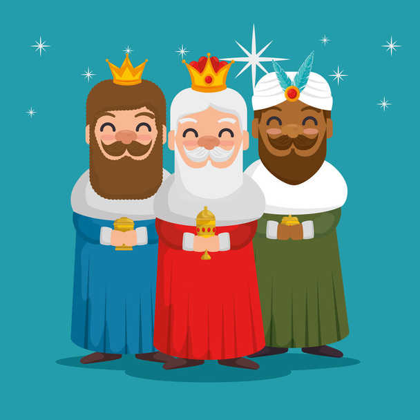 os três reis mágicos dos desenhos animados do Oriente
 - Vetor, Imagem