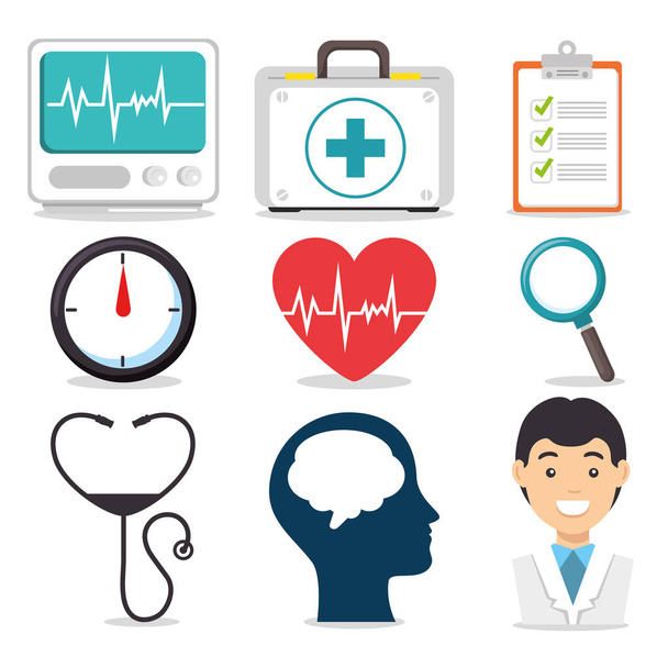 conjunto de salud mental e iconos médicos
  - Vector, Imagen
