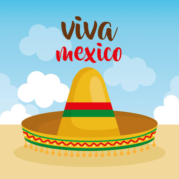 mexican culture traditional hat - Vector, Image