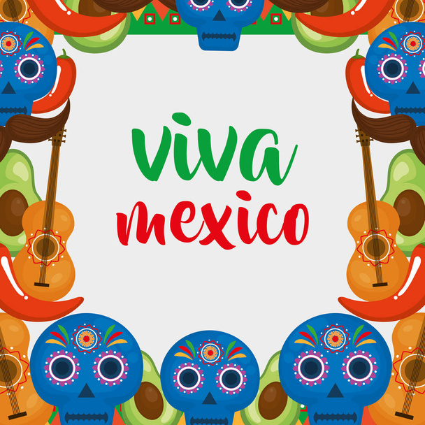 mexican culture set icons - Vector, Image