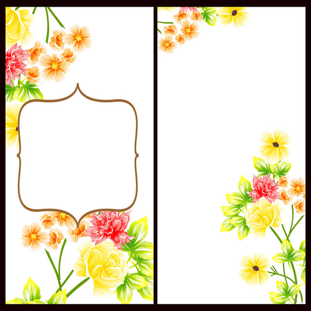 Vintage style ornate flower card. Floral elements in color - Διάνυσμα, εικόνα