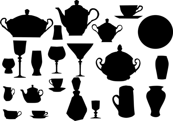 Collection of dishware - Vector, Image