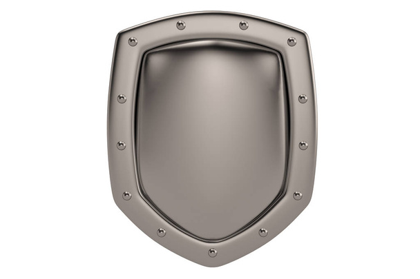 Steel shield on white background.3D illustration. - Φωτογραφία, εικόνα
