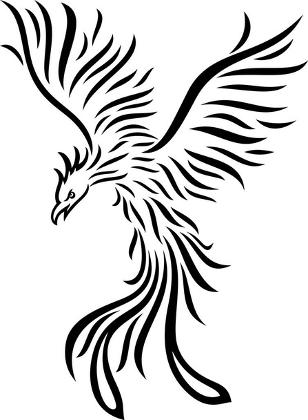 Векторная иллюстрация татуировки Феникса на белом фоне
 - Вектор,изображение