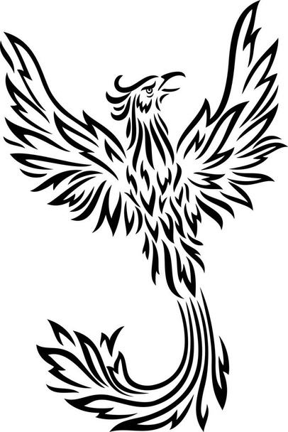 Vector illustration of Phoenix tattoo isolated on white background - Vector, Image