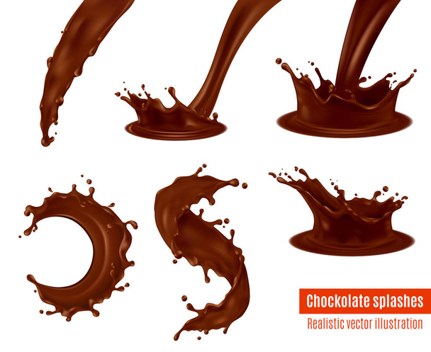 Chocolate Splashes Conjunto realista
 - Vetor, Imagem