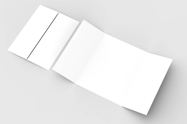 Dubbele poort opvouwen verticale brochure mock geïsoleerd op zachte grijs - Foto, afbeelding
