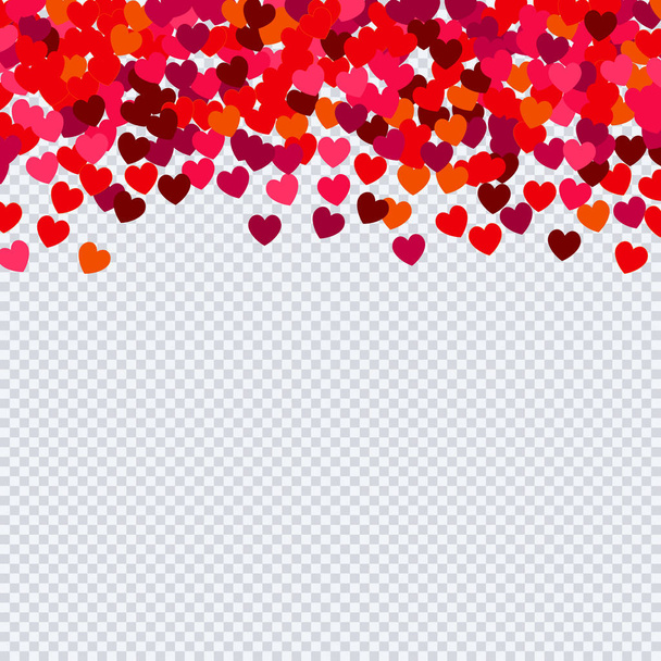 Szív konfetti-átlátszó háttér a Valentin-nap. - Vektor, kép
