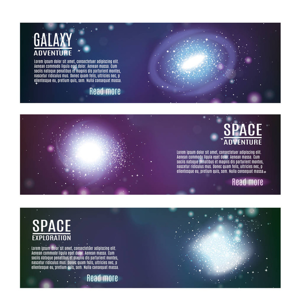 Space Horizontal Banners Set - Vector, Image