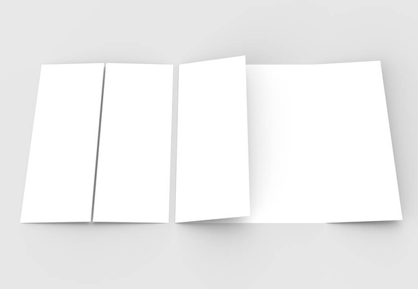Dubbele poort opvouwen verticale brochure mock geïsoleerd op zachte grijs - Foto, afbeelding
