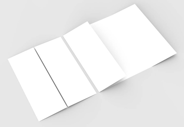 Double gate fold vertical brochure mock up isolated on soft gray - Photo, Image