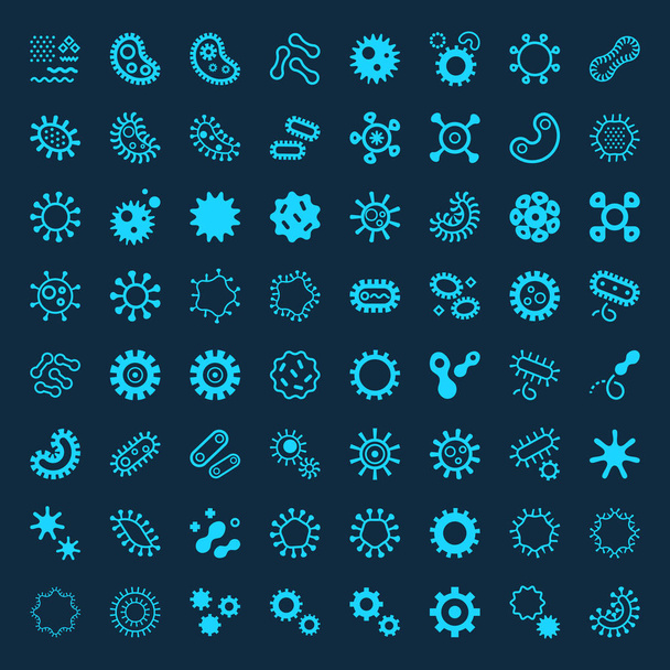 Bacteriën, virussen, kiemen pictogrammenset in dunne lijnstijl. Eenvoudige Set van bacteriën gerelateerde Vector iconen voor uw ontwerp. - Vector, afbeelding