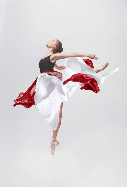 Young classical dancer isolated on white background. - 写真・画像