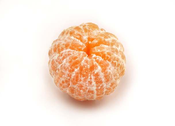 Whole peeled mandarin isolated on white background - 写真・画像