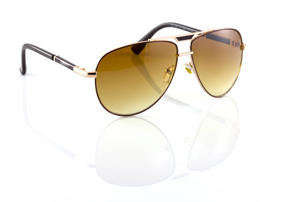 metall sunglasses isolated on white - Фото, изображение